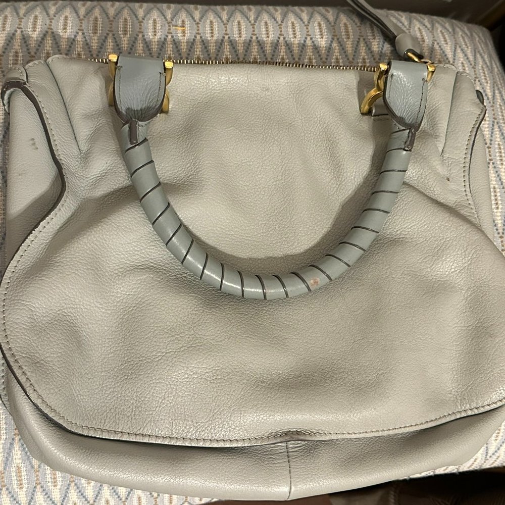 Chloe Marcie Medium Leather Handbag - Blue - Picture 6 of 9